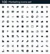 Marketing icon set with 100 vector pictograms. Simple filled business icons isolated on a white background. Good for apps and web sites.
