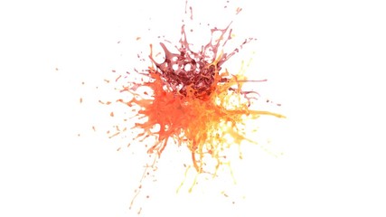 Wall Mural - explosion of orange, grapefruit and pomegranate juice. slow motion. alpha