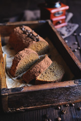 Wall Mural -  Coffee loaf cake studded with cocoa powder