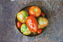 Variety Of Organic Tomatoes On A Bowl.