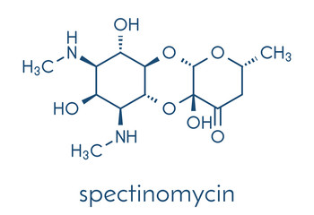 Sticker - Spectinomycin gonorrhea drug molecule. Antibiotic of the aminocyclitol class. Skeletal formula.