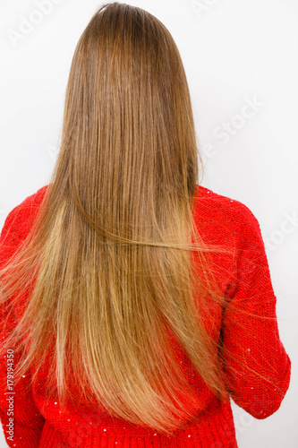 Woman With Straight Brown Long Hair Back View Kaufen Sie
