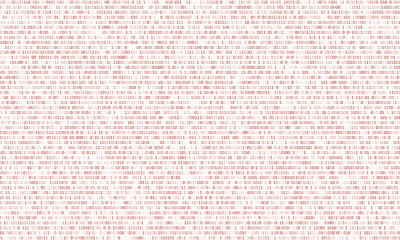 Fototapete - Binary code red background with two binary digits, 0 and 1 isolated on a white background. Algorithm Binary Data Code, Decryption and Encoding. Vector illustration.
