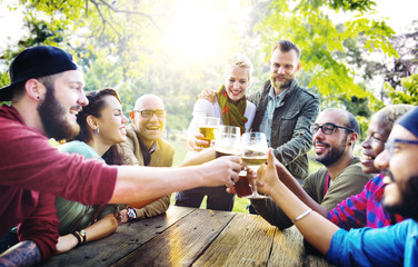 Wall Mural - Diverse People Friends Hanging Out Drinking Concept