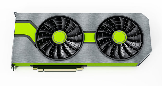 Modern graphics card isolated on white background. 3D illustration