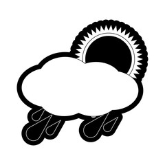 Sticker - flat line monochromatic rainy weather  over white background  vector illustration