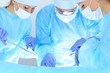 © rogerphoto - Group of surgeons at work while operating at hospital. Health care and veterinary concept