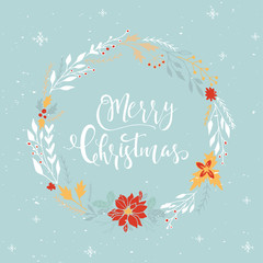 Wall Mural - Cute Christmas gift card with quote Merry Christmas