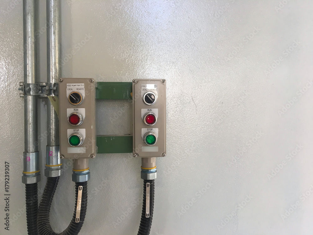 Electric Panel Bottom Electrical panel display and light bottom switch in heavy industrial ...