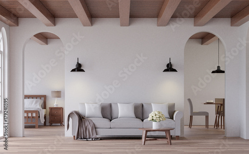 Vintage Living 3d Rendering Image The Rooms Have Wooden