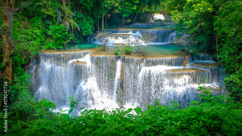 Huai Mae Khamin Waterfall in Kanchanaburi, Thailand