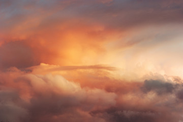 Wall Mural - Sunset Sky over clouds Landscape Travel serene tranquil view flying beautiful natural colors