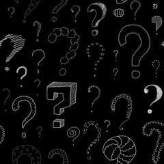 Wall Mural - lots of question marks on blackboard, seamless pattern