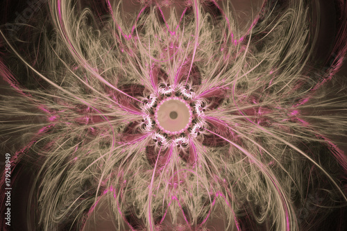Abstract colorful fractal composition. Magic explosion star with particles. M...