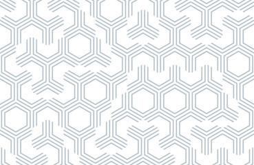 seamless geometric pattern with hexagons and lines. irregular structure for fabric print. monochrome