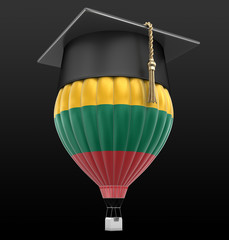 Poster - Hot Air Balloon with Lithuanian flag and Graduation cap. Image with clipping path