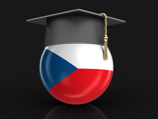 Poster - Graduation cap and Czech flag. Image with clipping path