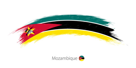 Sticker - Flag of Mozambique in rounded grunge brush stroke.