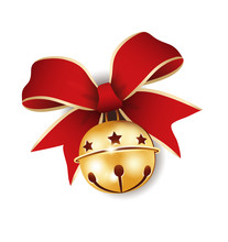 Rote Schleife Mit Schellenglöckchen,
Geschenkschleife Mit Glöckchen,
Weihnachtskarte,
Vektor Illustration Isoliert Auf Weißem Hintergrund
