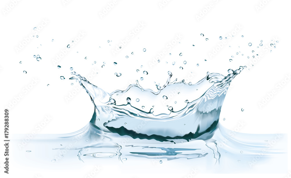 vector water splash crown - obrazy, fototapety, plakaty 