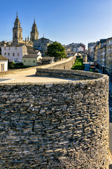 Wall Mural - Closeup of historic Roman walls in Lugo, Galicia, Spain.