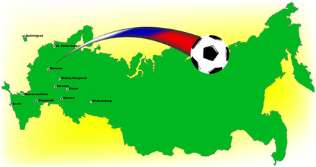 landkarte russland mit spielorten