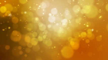 Poster - 4k gold abstract abstract background with snow flake and blur bokeh and lighting effect