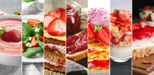 Poster - Collage of different dishes with strawberry