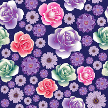 Seamless Roses & Lilac Pattern