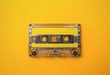 audio cassete on yellow background