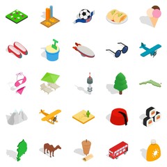 Canvas Print - Go on a trip icons set, isometric style