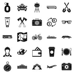 Poster - Holiday money icons set, simple style