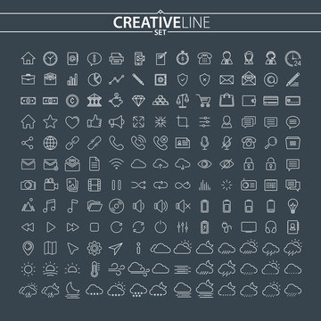 Universal outline icons set