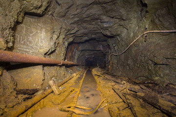 Old abandoned gold mine shaft ore tunnel gallery