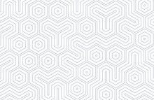 Seamless Geometric Pattern With Hexagons And Lines. Irregular Structure For Fabric Print. Monochrome Abstract Background.