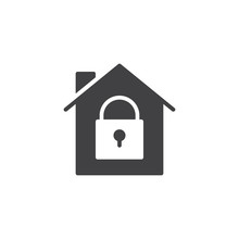 House With Closed Lock Icon Vector, Filled Flat Sign, Solid Pictogram Isolated On White. Home Protection With Locked Padlock Symbol, Logo Illustration