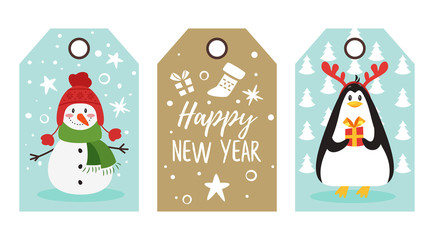 Wall Mural - Christmas and New Year tags