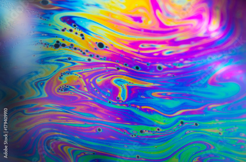 Beautiful psychedelic abstraction formed by light on the surface of a soap bubbl Wallpaper Mural
