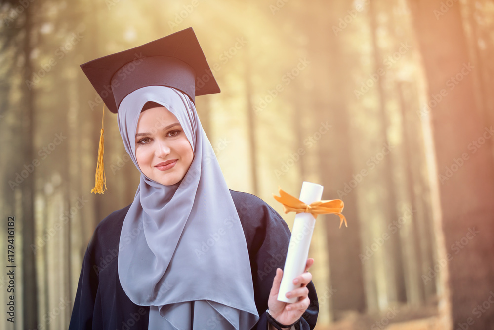 proud pretty muslim girl graduation Stock Photo | Adobe Stock