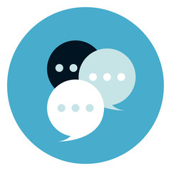Poster - Chat Bubbles Icon On Round Blue Background Flat Vector Illustration