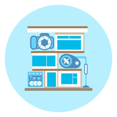 Poster - smart home technology icon on blue background modern house control system concept vector illustratio