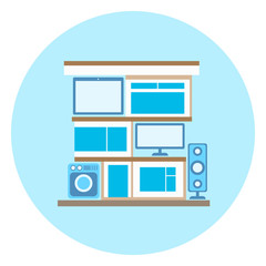 Poster - smart home technology icon on blue background modern house control system concept vector illustratio