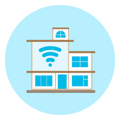 Poster - smart house icon on blue background modern home control technology concept vector illustration