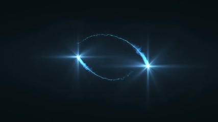 Wall Mural - lightning blue ball of light flying in loop animation. shining lights in motion with small particles
