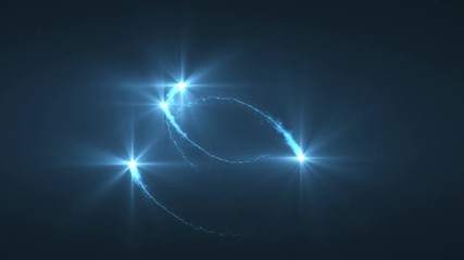 Wall Mural - lightning blue ball of light flying in loop animation. shining lights in motion with small particles