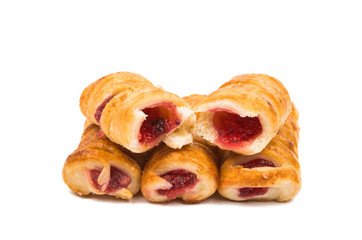 Canvas Print - puff pastry with jam isolated