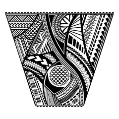 Polynesian tattoo style sleeve vector design. Trapeze shape mayan body art black stencil template.