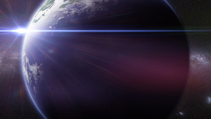 Wall Mural - planet earth in front of the milky way and the sun
