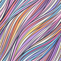 Wall Mural - Abstract wavy lines seamless patterns set. Floral organic like vector illustration. Bright colorful seamlessly tiling background collection.
