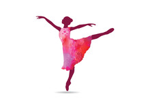 Graceful Ballerina With Water Color Dress